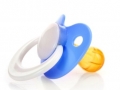 blue baby's pacifier isolated on white background